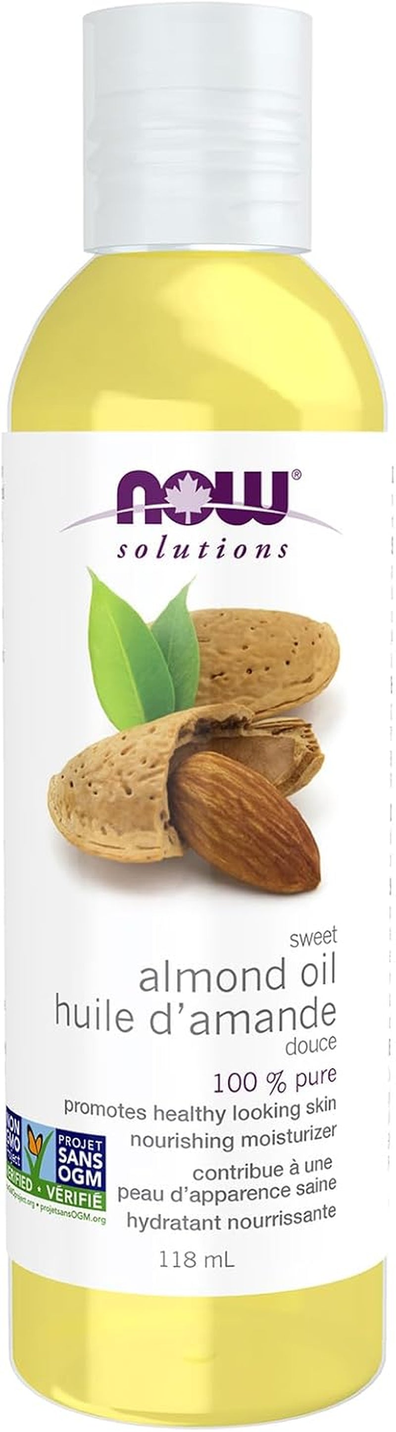 Solutions, Sweet Almond Oil, 100% Pure Moisturizing Oil, Promotes Healthy-Looking Skin, Unscented Oil, 118Ml